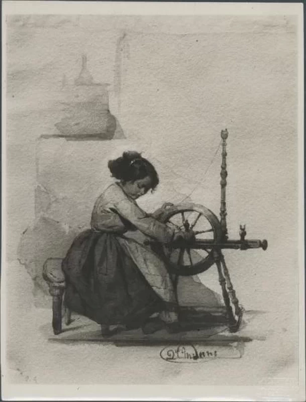Fanciulla filatrice alla ruota - Padova, Museo Bottacin